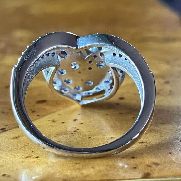 Genuine Tanzanite Black Spinel Sterling Silver Heart Ring Size 8 - Picture 5 of 10